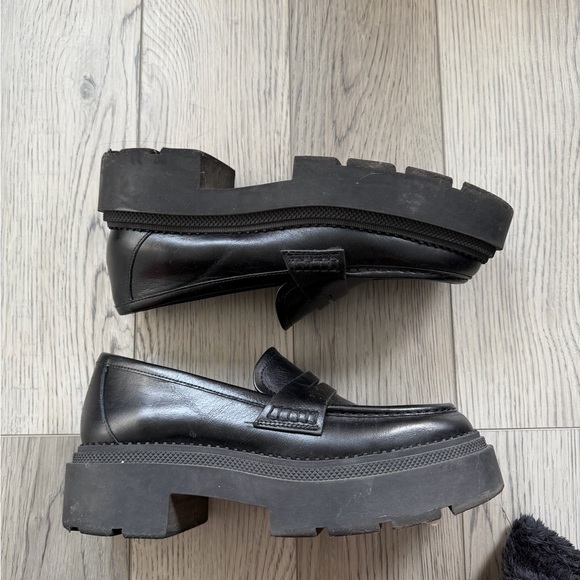 Zara Genuine Leather Platform Loafers - Picture 2 of 3